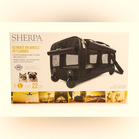 Sherpa on Wheels Indoor Pet Dog Carrier, Black Large for All Breed Sizes - Picture 1 of 7